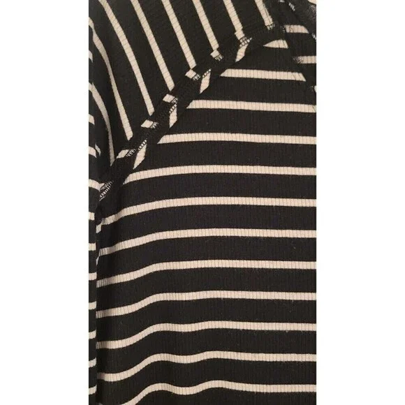 Free People We The Free Tangerine Black and White Striped Peplum Top Size Small - Picture 5 of 12